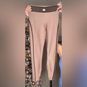 Alo Yoga Lineup Leggings Pink Mauve Black Stripe Waistband Size Small